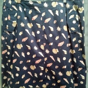 Summer Skirt Talbot's 20W Navy Background With Seashell Motif